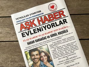Gazete şeklinde düğün davetiyesi