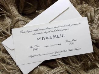 Sade yatay zarflı ve iç kartlı evlilik, nikah töreni davetiyesi.
