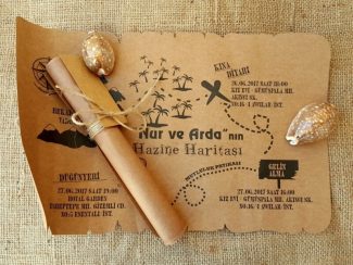 Define haritası şeklinde düğün davetiyesi modeli