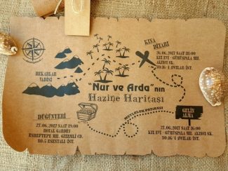 Define haritası şeklindeki ilgi çekici kart.
