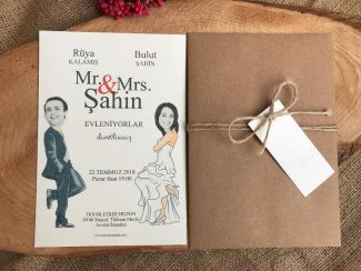 Mr. & Mrs. film afişi şeklindeki kart ve zarfı.