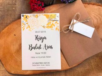Sarı Güllü Davetiye Modeli