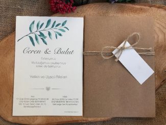 Yaprak Dalı Düğün Davetiyesi