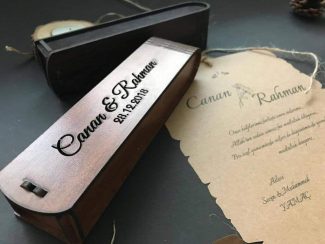Ahşap Kutu Düğün Davetiyesi