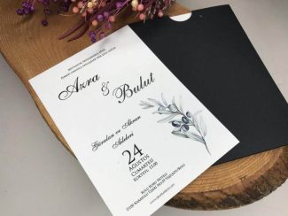 Zeytin Yapraklı Siyah Zarflı Davetiye - Image 3