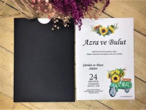 Vespa ve Ay Çiçek Baskılı Siyah Dış Örnek