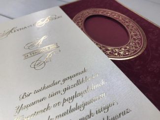 Lüks Bordo Dikine Davetiye Modeli - Image 4