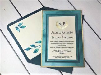 Çerçeveli yaprak baskılı yeşil zarflı, 2008443.