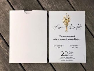 Sarı Kuru Çiçek Baskılı Davetiye 9874