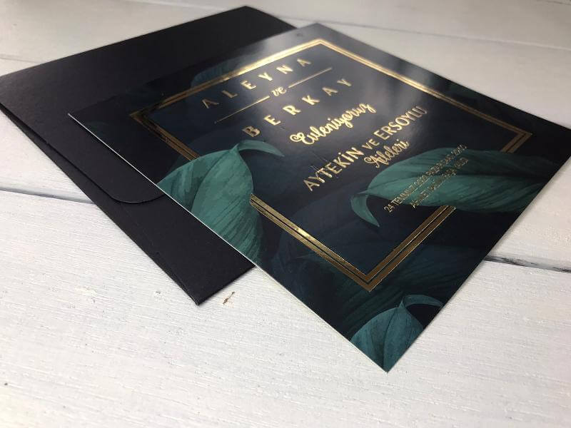 Yeşil Yapraklı Siyah Davetiye 1758406 - Image 2