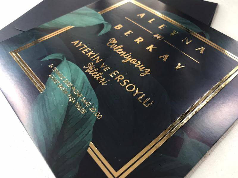 Yeşil Yapraklı Siyah Davetiye 1758406 - Image 3