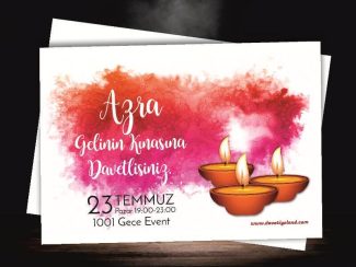 Kırmızı Mumlu Kına Davetiyesi