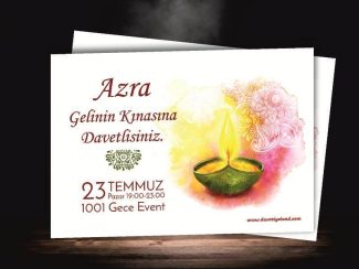 Yeşil Mumlu Kına Kartı