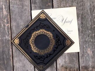 Varak Motifli Siyah Kare Davetiye - Image 3
