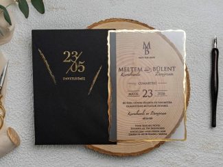 Siyah Zarflı, Yırtık Kenarlı Şeffaf Davetiye, Classic 139261