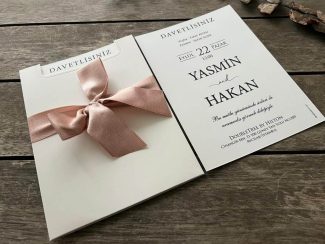 Beyaz Fiyonklu Üst Kesimli Davetiye Modeli 9890-2K - Image 3