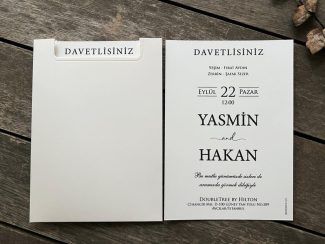Üst kenar pencereli beyaz sade davetiye modeli, 9890-2