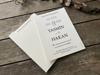 Üst Kenar Pencereli Beyaz Sade Davetiye Modeli, 9890-2 - Image 4