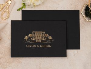 Erdem 5102 Zarflı | Kapaklı Siyah Lüks Davetiye