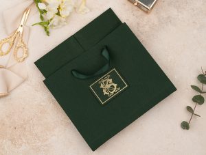 Erdem 5107 Çantalı | Yeşil Kumaş Kaplı Davetiye
