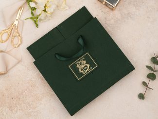 Erdem 5107 Çantalı | Yeşil Kumaş Kaplı Davetiye