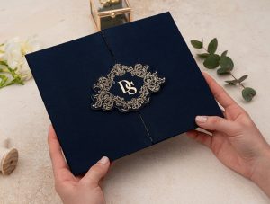Erdem 5108 Çantalı | Lacivert Kumaş Kaplı Lüks Davetiye