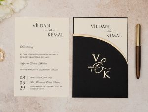 Erdem 5131 | Oval Kesimli Siyah Zarflı Davetiye