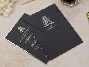 Erdem 5133 | Koyu Gri Gümüş Baskılı Davetiye