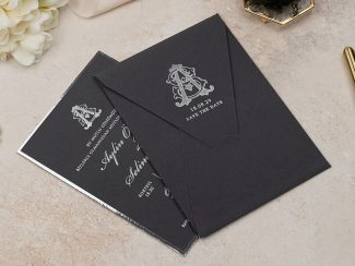 Erdem 5133 | Koyu Gri Gümüş Baskılı Davetiye