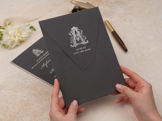 Erdem 5133 | Koyu Gri Gümüş Baskılı Davetiye - Image 3