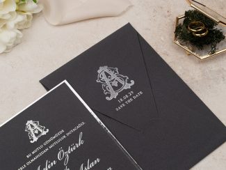 Erdem 5133 | Koyu Gri Gümüş Baskılı Davetiye - Image 5