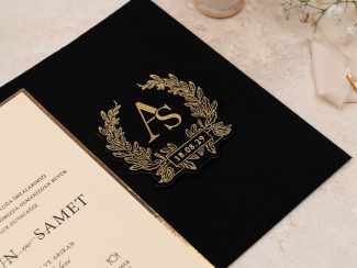 Erdem 5134 | Siyah Kumaş Dokulu Zarflı Davetiye - Image 5