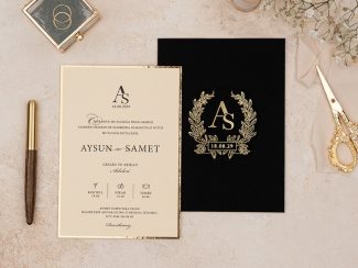 Erdem 5134 | Siyah Kumaş Dokulu Zarflı Davetiye