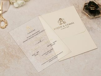 Erdem 5135 | Krem Zarflı Lüks Şeffaf Davetiye - Image 2