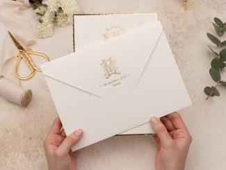 Erdem 5143 | Deri Dokulu Beyaz Zarflı Klasik Davetiye - Image 2